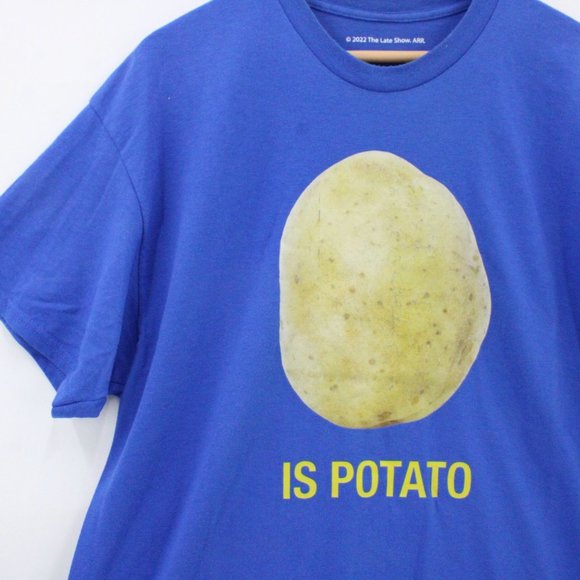 Stephen Colbert Late Night Show Shirt Mens Blue Short Sleeve Is Potato Sz XL - Picture 3 of 10